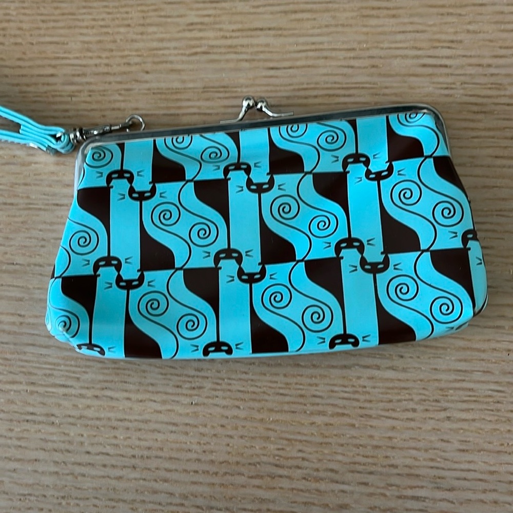 Stylish Blue and Black Cat Pattern Clutch